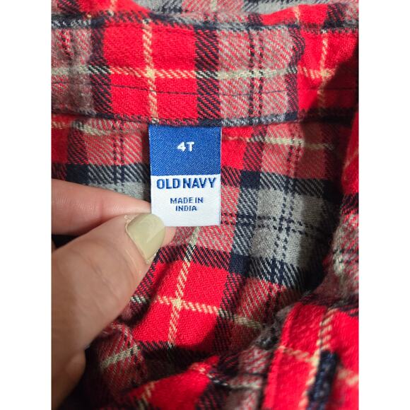 Old navy 4t boys plaid long sleeve button up flannel shirt - Picture 4 of 5